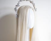 Silver Butterfly Crystal Halo Crown – Whimsical Wedding Tiara, Lightweight Hair Accessory — image 3
