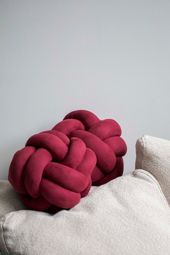 Matte Red Wine Knot Pillow: Scandinavian Home Decor