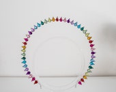 Small Rainbow Crystal Halo Crown: Silver Goddess Headpiece (6.69 Inches) — image 4