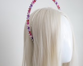 Purple Red Pink Violet Crystal Small  Halo Crown: Silver Goddess Headpiece by Panmilli — image 6