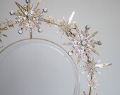 Gold Celestial Starburst Crown - Star Halo Headpiece Rhinestones - Sun Goddess Tiara - Starlit Bridal Hair Accessory - Handmade by Panmilli — image 8