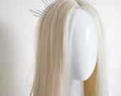 Silver Sun Crown Headpiece: Metal Goddess Bridal Headband — image 7