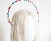 Medium Size  Rainbow Crystal Halo Crown: Silver Goddess Headpiece, Handmade by Panmilli — image 6