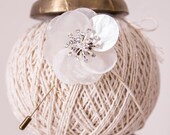 BROOCH - CORSAGE - Boutineer,  Handmade brooch, natural freshwater shell flower, — image 1