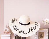 IVORY COLOR Floppy Hat -  Panmilli | Large Head size , Personalized Sun Hat, Custom Hat, Honeymoon Gift, Bridal vacation hat, Gift Idea — image 2