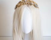Celestial Starburst Crown Gold Bridal Tiara Rhinestone Headband Star Headpiece Constellation Wedding Hair Accessory by Panmilli — image 2