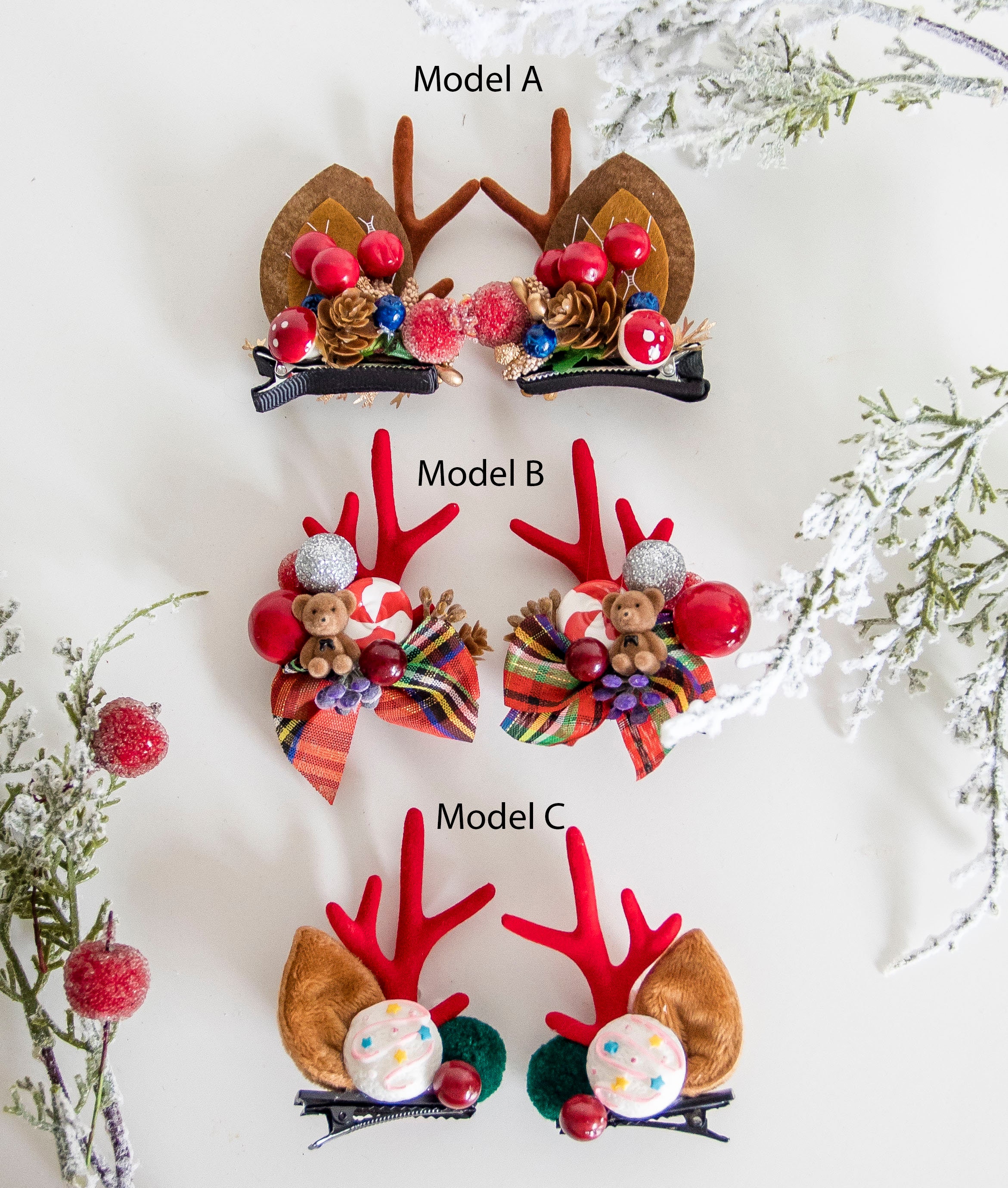 Accessori Natalizi Capelli Fascia Capelli Corna Di Renna - Set Decorativo  Natalizio Con Funghi E Campane Fascia Capelli Festiva Halloween, image size:2341x2759