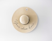 Beige Floppy Sun Hat: Personalized Custom Text — image 1
