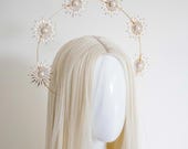 Gold Sun Star Pearl Headpiece: Baroque Festival Halo Crown — image 4