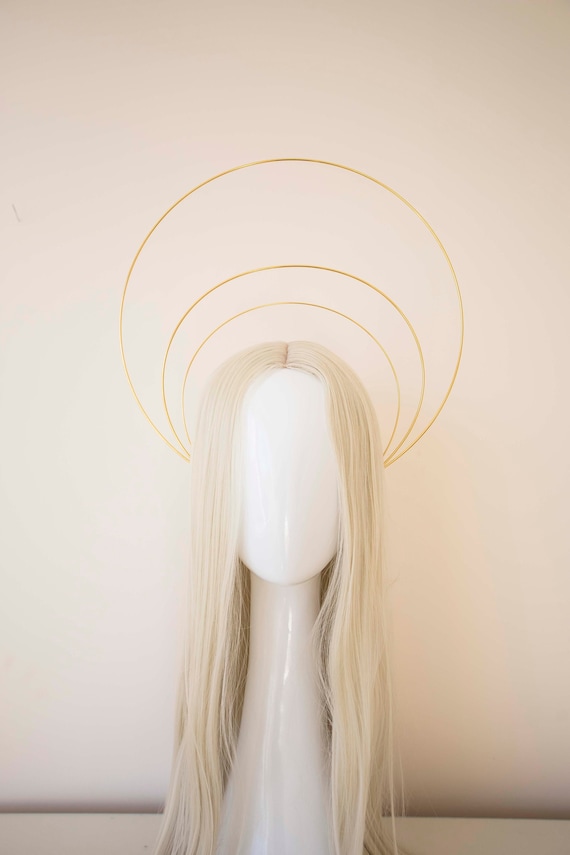 Gold Halo Crown: Goddess Headpiece, Bridal Headband