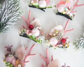 Soft Pink Reindeer Antler Clip : Festive Holiday Hair Accessories — image 2