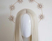 Gold Sun Star Pearl Headpiece: Baroque Festival Halo Crown — image 1