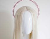 Light Pink Crystal Halo Crown: Silver Goddess Headpiece — image 4