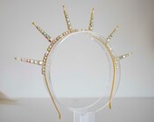 Gold Sun Crown with Crystals: Goddess Bridal Headpiece — image 3