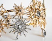 Handmade Celestial Crown, Gold Starburst Tiara, Crystal Sunburst Headband (PANMILLI) — image 1