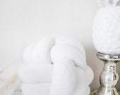 White Velvet Knot Pillow: Scandinavian Home Decor — image 1