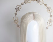 Copper Stars and Moon Headband: Celestial Bridal Halo Crown — image 4