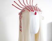Red Crystal Spiked Tiara: MET Gala Inspired Headpiece — image 1