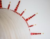Red Rhinestone Spiked Halo Crown - Gold Sunburst Headpiece - Custom Colors Available - Goddess Queen Tiara - Handmade By Panmilli — image 8