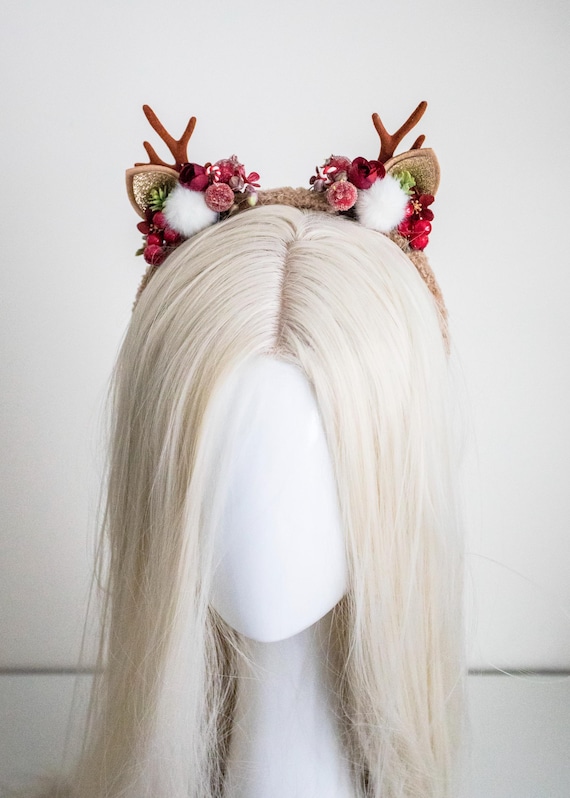 Reindeer Antler Headband | Whimsical Christmas Cosplay Headpiece |  Handmade by Panmilli