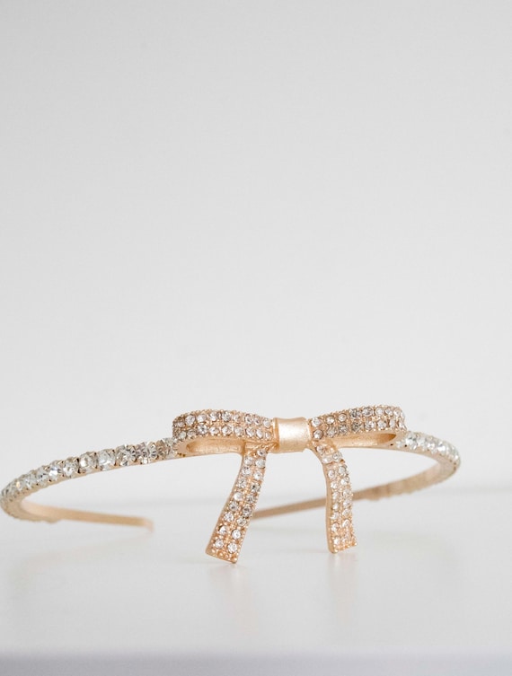 Gold Bow Crystal Headband: Goddess Queen Bridal Headpiece