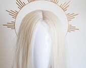 Golden Sunburst Halo Crown, spike Celestial Headband, Modern Tiaras, Bridal Sun Headpiece, Celestial Festival Accessory, Gold Metal halo — image 6
