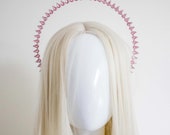 Light Pink Crystal Halo Crown: Silver Goddess Headpiece — image 1