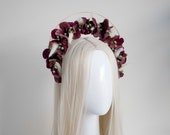 Burgundy Floral Halo Headpiece: Romantic Photoshoot Crown — image 4