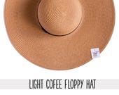 Light Coffee color hat - Large Size of head - Brim 7 inches - Custom, Personalized, Summer floppy hat — image 1
