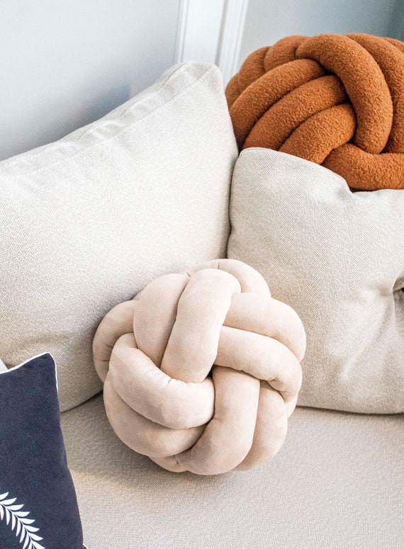 Light Brown Knot Pillow: Modern Scandinavian Decorative Cushion