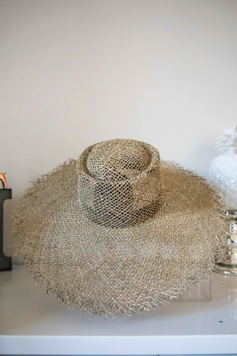 Boater crown the spencer wide brimmed Boater Lucky Fray Panama Hat natural woven style woman hat frayed edge Panmilli hat