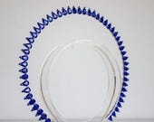 Deep Blue Crystal Halo Crown, Sapphire Rhinestone Celestial Tiara, Avant Garde Hair Accessory — image 7