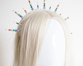 Rainbow Crystal Crown - Celestial Headpiece - Festival Hair Accessories — image 3