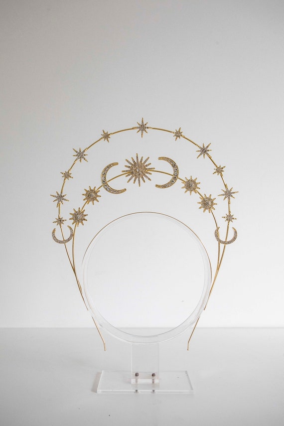 Gold Star Halo Headband: Celestial Bridal Crown, Goddess Headpiece