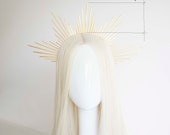 large Gold Sun Crown Headpiece: Goddess Bridal Headband — image 3
