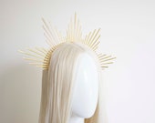 large Gold Sun Crown Headpiece: Goddess Bridal Headband — image 8