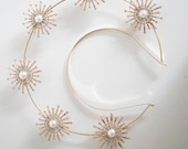 Gold Sun Star Pearl Headpiece: Baroque Festival Halo Crown — image 8