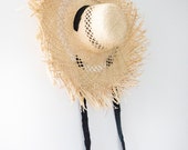 Fringe Sun Hat: Raw Edge Oversized Brim, Women's Summer Hat — image 2