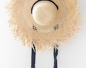 Fringe Sun Hat: Raw Edge Oversized Brim, Women's Summer Hat — image 1