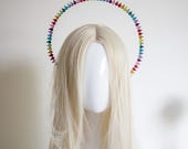 Medium Size  Rainbow Crystal Halo Crown: Silver Goddess Headpiece, Handmade by Panmilli — image 4
