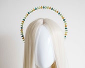 Green Crystal Halo Crown: Silver Goddess Headpiece — image 1