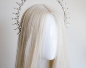 Silver Crystal Halo Crown, Rhinestone Sunburst Headband, Bridal Tiara, Goddess Hair Jewelry — image 7