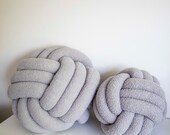 Grey Plush Knot Pillow: Scandinavian Decorative Cushion — image 6