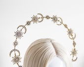 Copper Stars and Moon Headband: Celestial Bridal Halo Crown — image 3