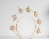 Gold Celestial Star Halo Headband – Bridal Crown with Crystals — image 8