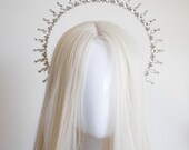 Silver Crystal Halo Crown, Rhinestone Sunburst Headband, Bridal Tiara, Goddess Hair Jewelry — image 3