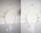 Gold Metal Sun Crown: Goddess Bridal Headpiece - Panmilli - 7 rays or 9 Rays — image 5