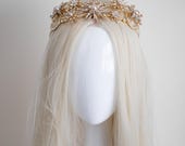Celestial Gold Star Bridal Crown – Starburst Wedding Headpiece with Pearls, Crystals — image 2