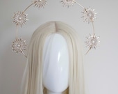 Gold Sun Star Pearl Headpiece: Baroque Festival Halo Crown — image 7