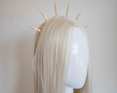 Gold Sun Crown with Crystals: Goddess Bridal Headpiece — image 8